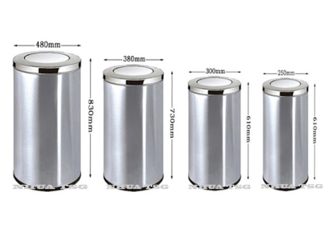 Thùng rác inox nắp lật kích thước 380mm x 730mm