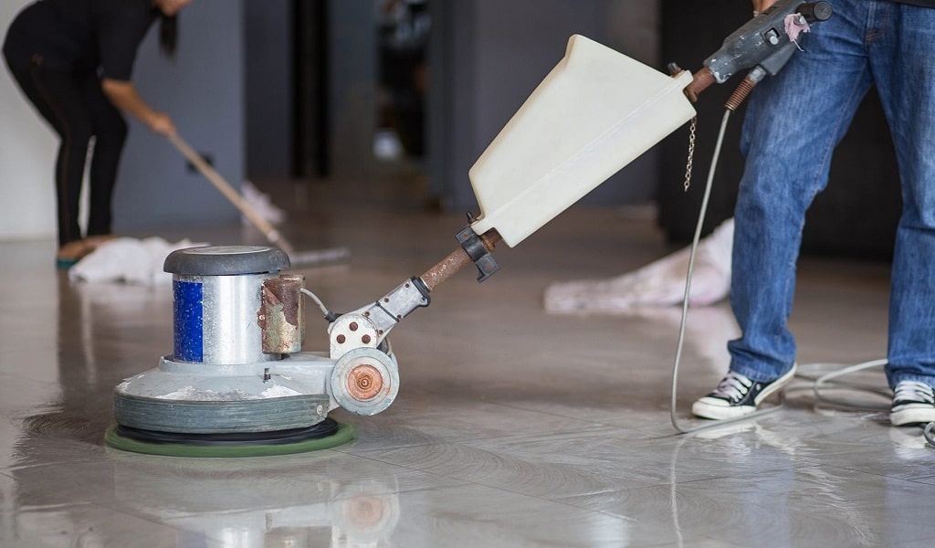steps of granite floor polishing